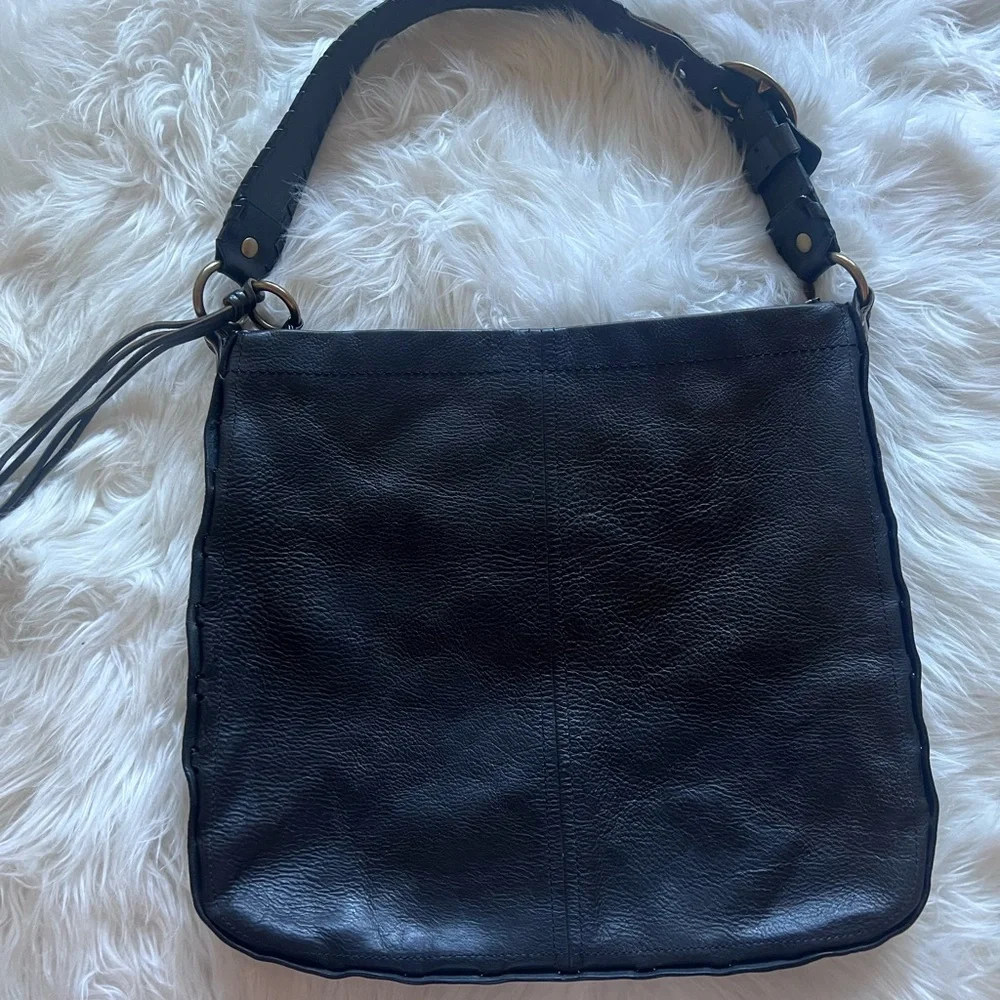 Vintage Coach boho Black Leather Shoulder Bag - Picture 4 of 9